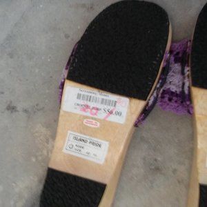 sandals wood clog like macrame top